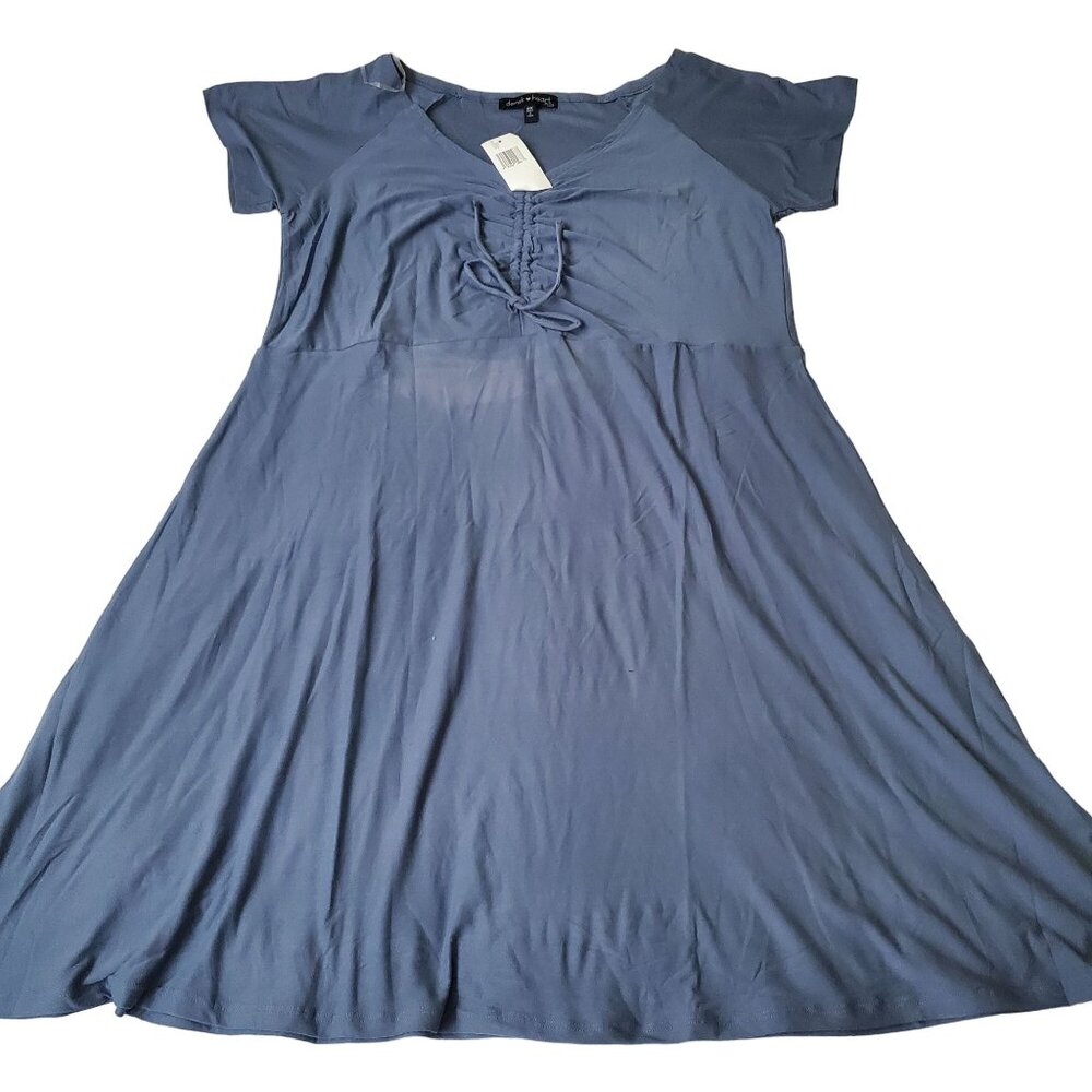 Derek Heart womens mini dress Short sleeve blue color Size 3X Stretchy  New